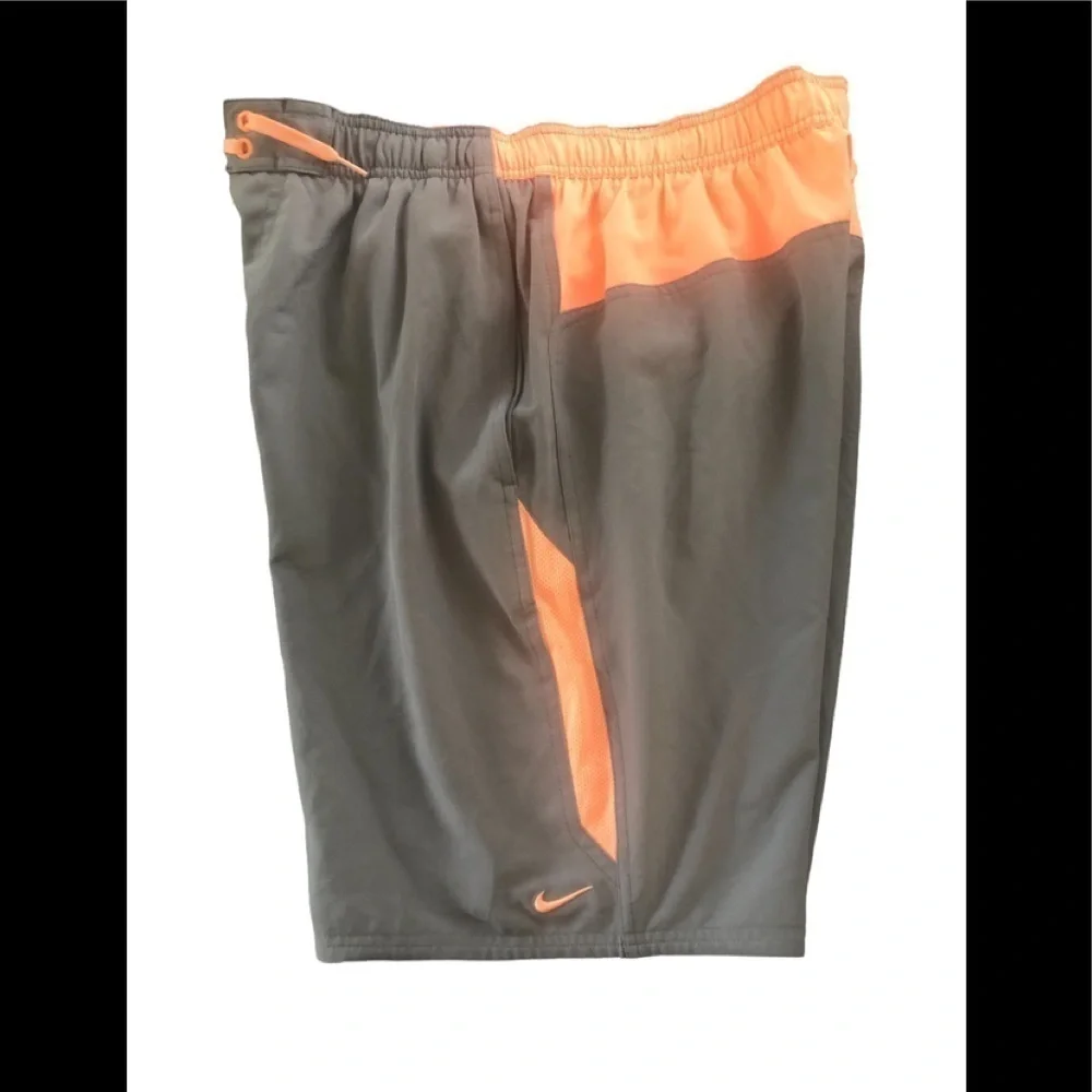 Nike Swim Trunks Sz. L With Inner Mesh Lining Drawstring Pocket Gray Orange